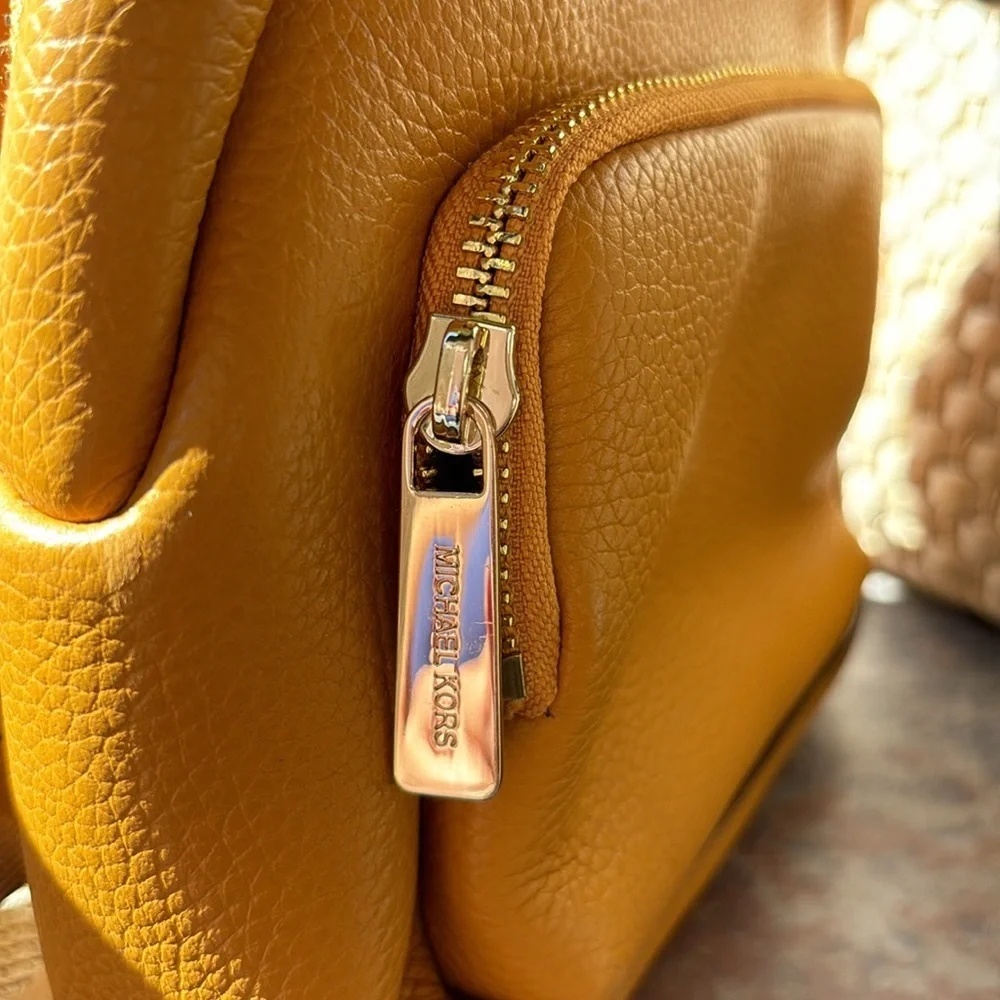 Michael Kors Erin Leather Convertible Sling to Mini Backpack in Marigold NWT